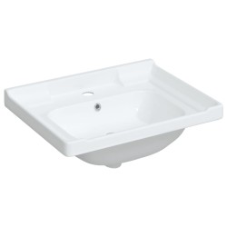 vidaXL Lavabo de baño rectangular cerámica blanco 61x48x23 cm