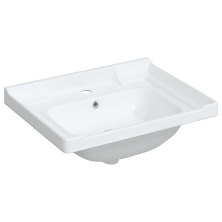 vidaXL Lavabo de baño rectangular cerámica blanco 61x48x23 cm