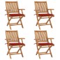 vidaXL Sillas de jardín plegables 4 uds madera maciza teca con cojines vidaXL Sillas de jardín plegables 4 uds madera maciza teca con cojines