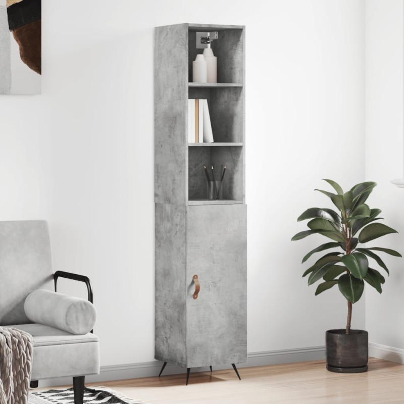 vidaXL Aparador de madera contrachapada gris hormigón 34,5x34x180 cm vidaXL Aparador de madera contrachapada gris hormigón 34,5x34x180 cm