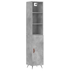vidaXL Aparador de madera contrachapada gris hormigón 34,5x34x180 cm