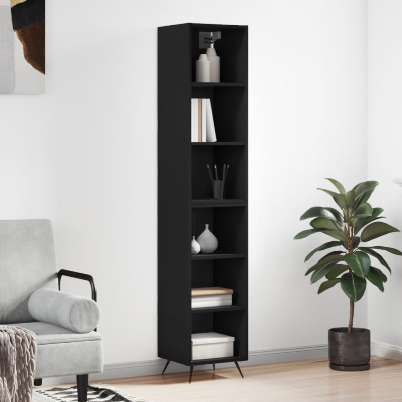 vidaXL Aparador alto madera contrachapada negro 34,5x32,5x180 cm vidaXL Aparador alto madera contrachapada negro 34,5x32,5x180 cm