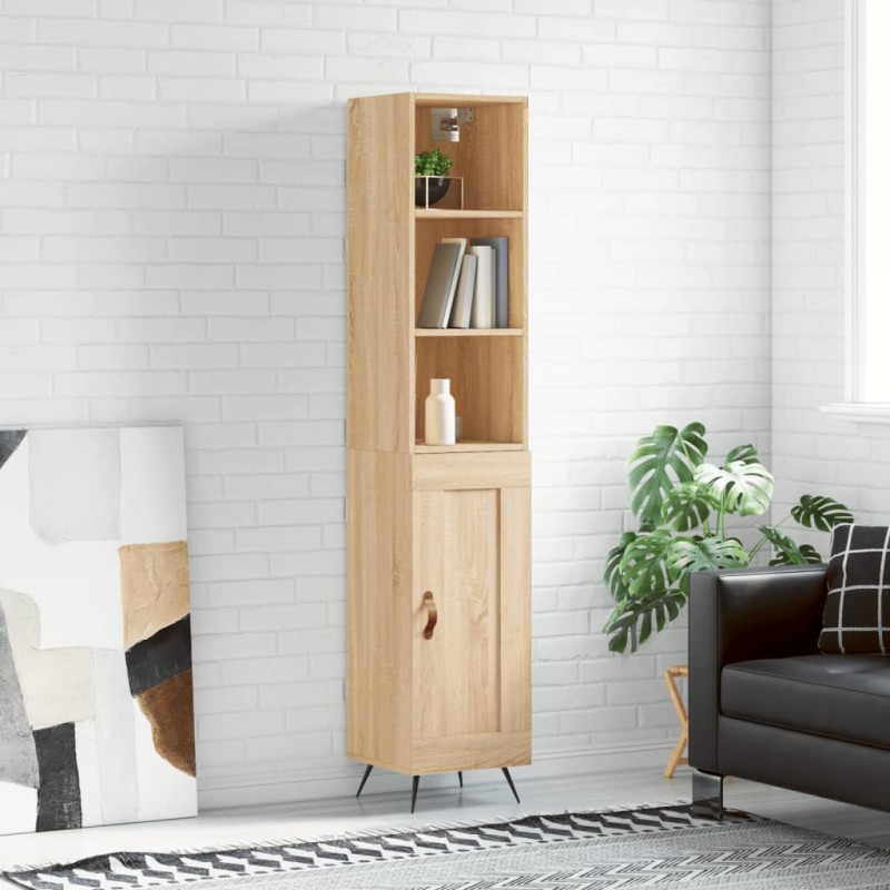 vidaXL Aparador de madera contrachapada roble Sonoma 34,5x34x180 cm vidaXL Aparador de madera contrachapada roble Sonoma 34,5x34x180 cm