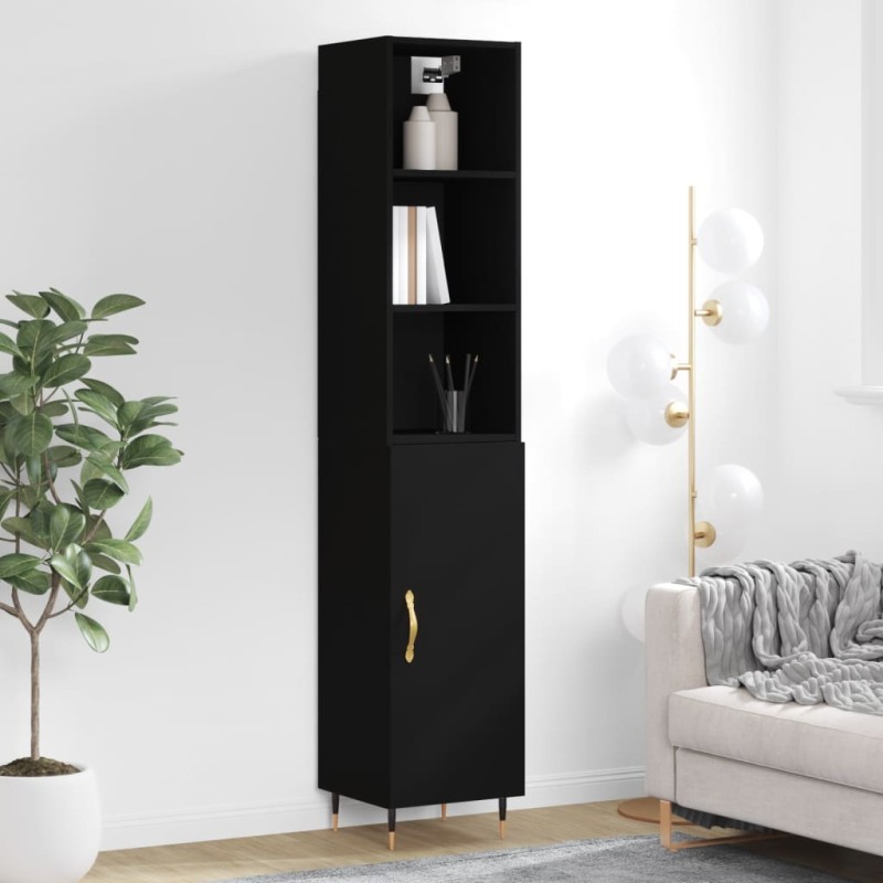 vidaXL Aparador de madera contrachapada negro 34,5x34x180 cm vidaXL Aparador de madera contrachapada negro 34,5x34x180 cm