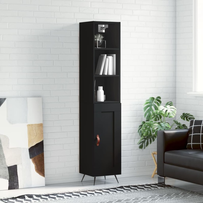 vidaXL Aparador de madera contrachapada negro 34,5x34x180 cm vidaXL Aparador de madera contrachapada negro 34,5x34x180 cm