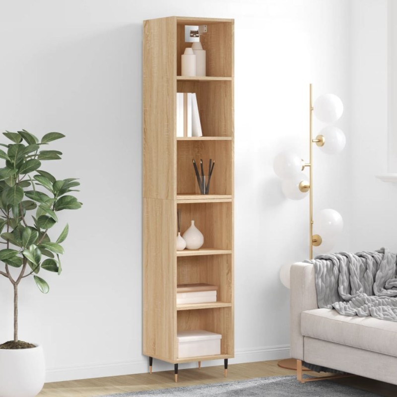 vidaXL Aparador de madera contrachapada color roble 34,5x32,5x180 cm vidaXL Aparador de madera contrachapada color roble 34,5x32,5x180 cm