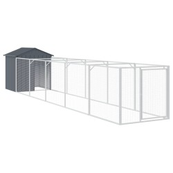 vidaXL Caseta perros con tejado acero galvanizado gris 117x609x123 cm