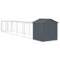 vidaXL Caseta perros con tejado acero galvanizado gris 117x609x123 cm