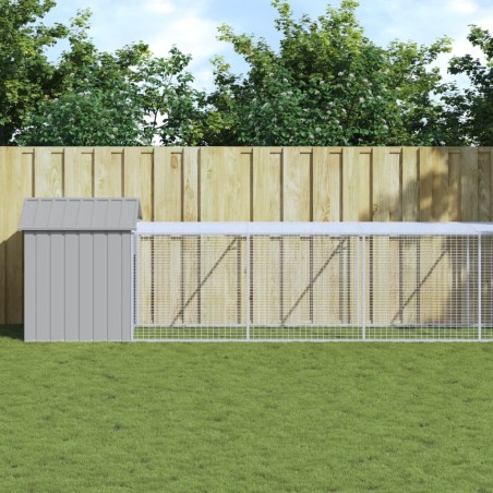 vidaXL Gallinero con corral acero galvanizado gris claro 117x813x123cm