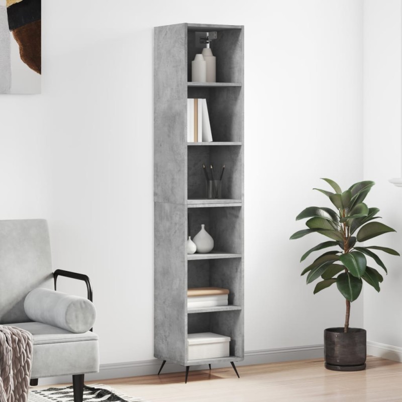 vidaXL Aparador de madera contrachapada gris hormigón 34,5x32,5x180 cm vidaXL Aparador de madera contrachapada gris hormigón 34,5x32,5x180 cm