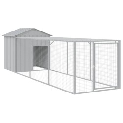 vidaXL Gallinero con corral acero galvanizado gris claro 117x405x123cm