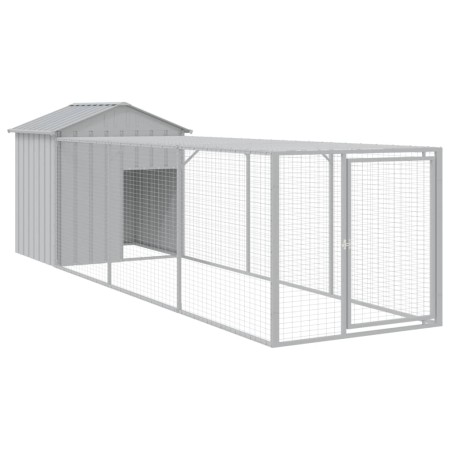 vidaXL Gallinero con corral acero galvanizado gris claro 117x405x123cm