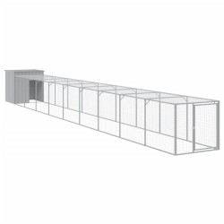 vidaXL Gallinero y corral acero galvanizado gris claro 110x1017x110 cm