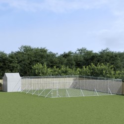 vidaXL Perrera exterior con toldo acero galvanizado plata 12x12x2,5 m