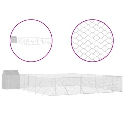 vidaXL Perrera exterior con toldo acero galvanizado plata 12x12x2,5 m