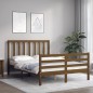 vidaXL Estructura de cama matrimonio con cabecero madera marrón miel vidaXL Estructura de cama matrimonio con cabecero madera marrón miel