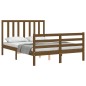 vidaXL Estructura de cama matrimonio con cabecero madera marrón miel vidaXL Estructura de cama matrimonio con cabecero madera marrón miel