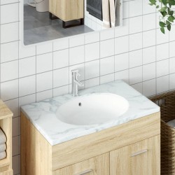 vidaXL Lavabo de baño ovalado cerámica blanco 47x39x21 cm