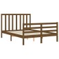 vidaXL Estructura de cama matrimonio con cabecero madera marrón miel vidaXL Estructura de cama matrimonio con cabecero madera marrón miel