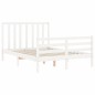 vidaXL Estructura de cama con cabecero madera maciza blanco 120x200 cm
