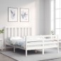 vidaXL Estructura de cama con cabecero madera maciza blanco 140x190 cm vidaXL Estructura de cama con cabecero madera maciza blanco 140x190 cm
