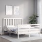 vidaXL Estructura de cama con cabecero madera maciza blanco 140x190 cm vidaXL Estructura de cama con cabecero madera maciza blanco 140x190 cm