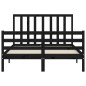 vidaXL Estructura cama de matrimonio con cabecero madera maciza negro vidaXL Estructura cama de matrimonio con cabecero madera maciza negro