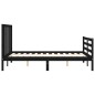 vidaXL Estructura cama de matrimonio con cabecero madera maciza negro vidaXL Estructura cama de matrimonio con cabecero madera maciza negro