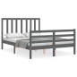 vidaXL Estructura de cama con cabecero madera maciza gris 140x200 cm vidaXL Estructura de cama con cabecero madera maciza gris 140x200 cm