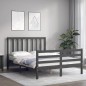 vidaXL Estructura de cama con cabecero madera maciza gris 140x200 cm vidaXL Estructura de cama con cabecero madera maciza gris 140x200 cm
