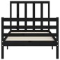 vidaXL Estructura de cama con cabecero madera maciza negro 100x200 cm vidaXL Estructura de cama con cabecero madera maciza negro 100x200 cm