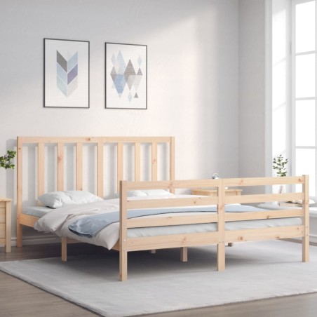 vidaXL Estructura de cama con cabecero madera maciza 160x200 cm