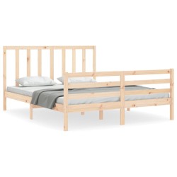 vidaXL Estructura de cama con cabecero madera maciza 160x200 cm
