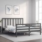 vidaXL Estructura de cama con cabecero madera maciza gris 160x200 cm vidaXL Estructura de cama con cabecero madera maciza gris 160x200 cm