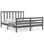 vidaXL Estructura de cama con cabecero madera maciza gris 160x200 cm vidaXL Estructura de cama con cabecero madera maciza gris 160x200 cm