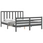 vidaXL Estructura de cama con cabecero madera maciza gris 160x200 cm vidaXL Estructura de cama con cabecero madera maciza gris 160x200 cm