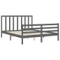 vidaXL Estructura de cama con cabecero madera maciza gris 160x200 cm vidaXL Estructura de cama con cabecero madera maciza gris 160x200 cm