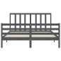 vidaXL Estructura de cama con cabecero madera maciza gris 160x200 cm vidaXL Estructura de cama con cabecero madera maciza gris 160x200 cm