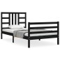 vidaXL Estructura de cama con cabecero madera maciza negro 90x200 cm vidaXL Estructura de cama con cabecero madera maciza negro 90x200 cm
