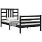 vidaXL Estructura de cama con cabecero madera maciza negro 90x200 cm vidaXL Estructura de cama con cabecero madera maciza negro 90x200 cm