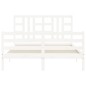 vidaXL Estructura de cama matrimonio con cabecero madera maciza blanco