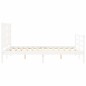 vidaXL Estructura de cama matrimonio con cabecero madera maciza blanco