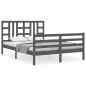 vidaXL Estructura de cama con cabecero madera maciza gris 160x200 cm vidaXL Estructura de cama con cabecero madera maciza gris 160x200 cm