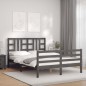 vidaXL Estructura de cama con cabecero madera maciza gris 160x200 cm vidaXL Estructura de cama con cabecero madera maciza gris 160x200 cm
