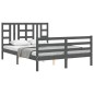 vidaXL Estructura de cama con cabecero madera maciza gris 160x200 cm vidaXL Estructura de cama con cabecero madera maciza gris 160x200 cm