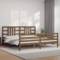 vidaXL Estructura cama y cabecero madera maciza marrón miel 200x200 cm vidaXL Estructura cama y cabecero madera maciza marrón miel 200x200 cm