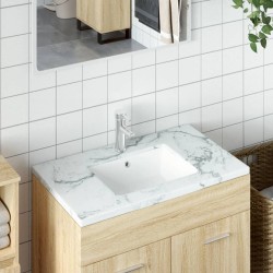 vidaXL Lavabo de baño rectangular cerámica blanco 46,5x35x18 cm