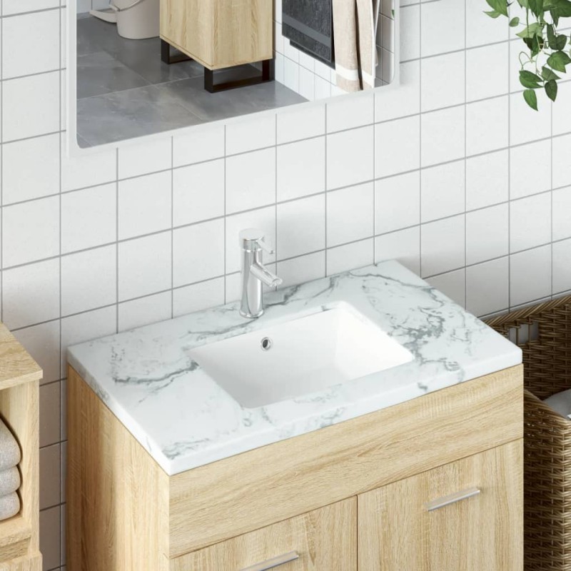 vidaXL Lavabo de baño rectangular cerámica blanco 46,5x35x18 cm vidaXL Lavabo de baño rectangular cerámica blanco 46,5x35x18 cm