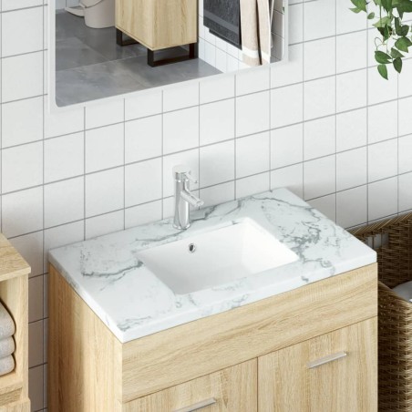 vidaXL Lavabo de baño rectangular cerámica blanco 46,5x35x18 cm