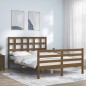 vidaXL Estructura de cama matrimonio con cabecero madera marrón miel vidaXL Estructura de cama matrimonio con cabecero madera marrón miel